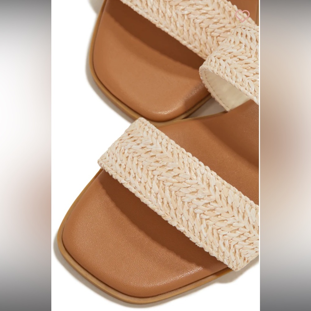 NWT!! BEACH STYLE SYNTHETIC RAFFIA BRAIDED DOUBLE STRAP FLAT SANDAL - Picture 4 of 6